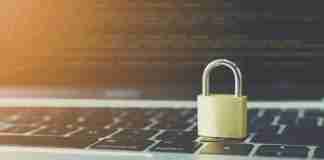 Antivirus image with lock on laptop