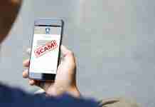 Scam email alert on phone