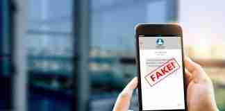 Fake message scam or phishing concept