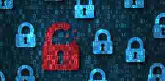 Infostealer malware security breach, system hacked alert with red broken padlock icon