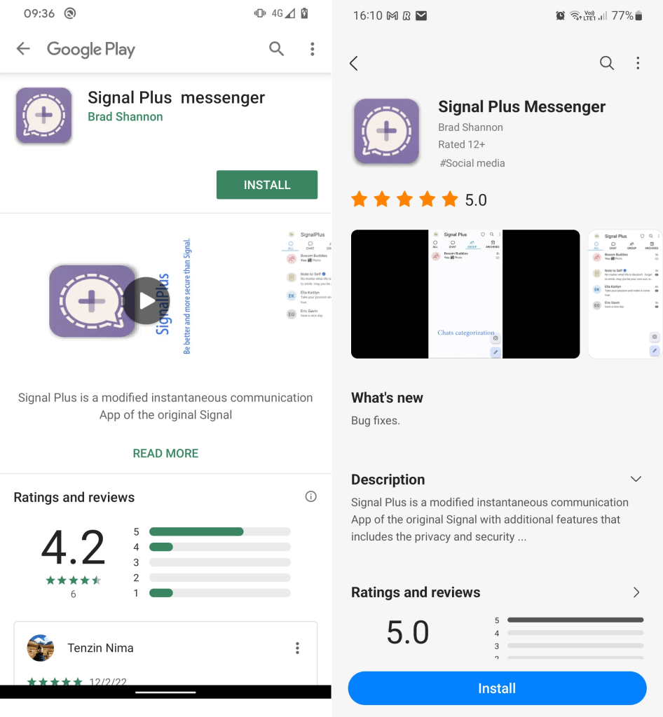 BadBazaar spyware on Signal Plus Android App