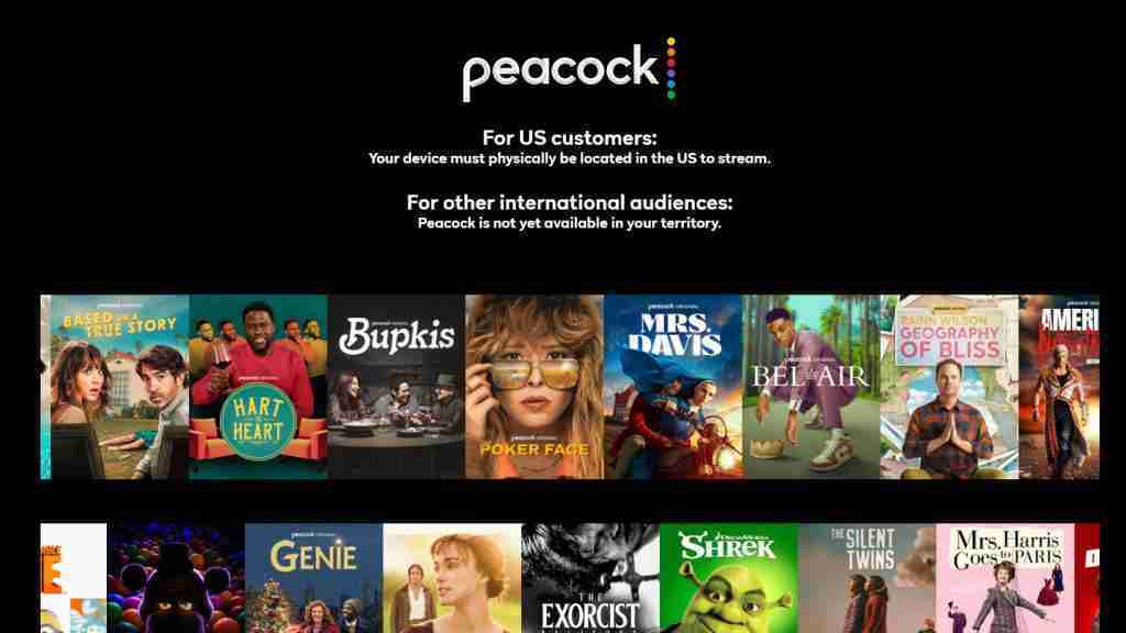 Peacock VPN error message