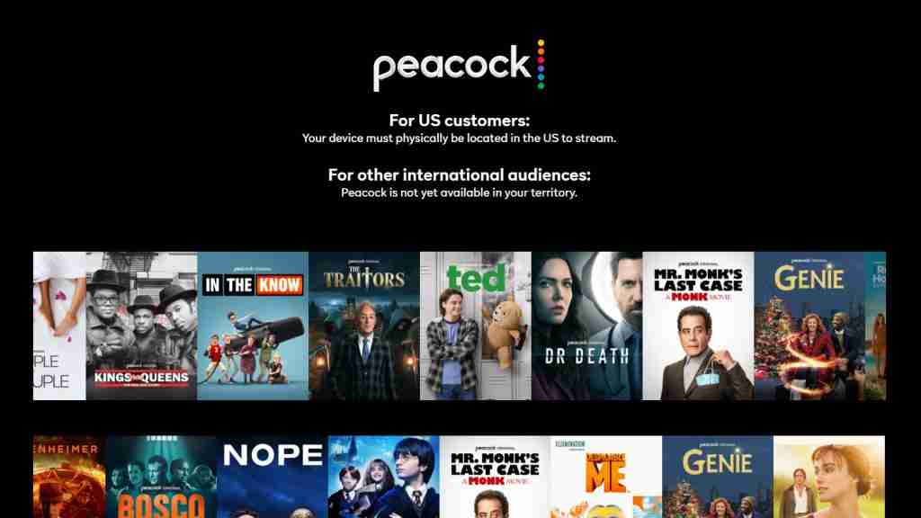 Peacock website error message