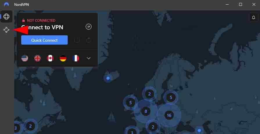 NordVPN app with Meshnet icon NordVPN app with Meshnet icon