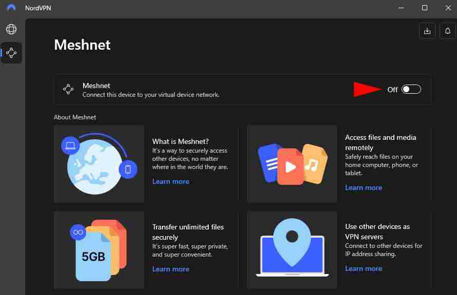 NordVPN turn on Meshnet NordVPN turn on Meshnet