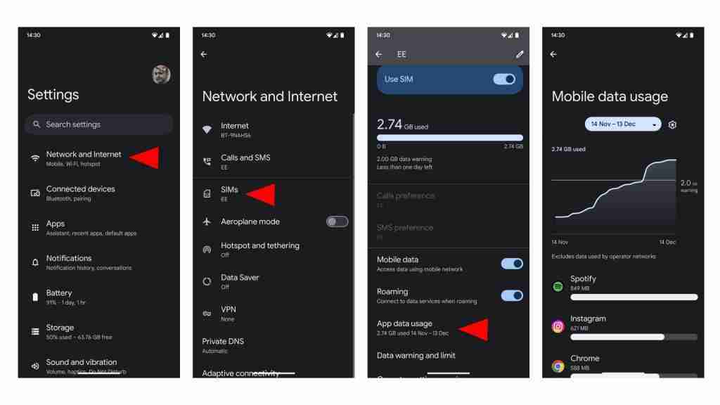 App Data Usage Settings on Android