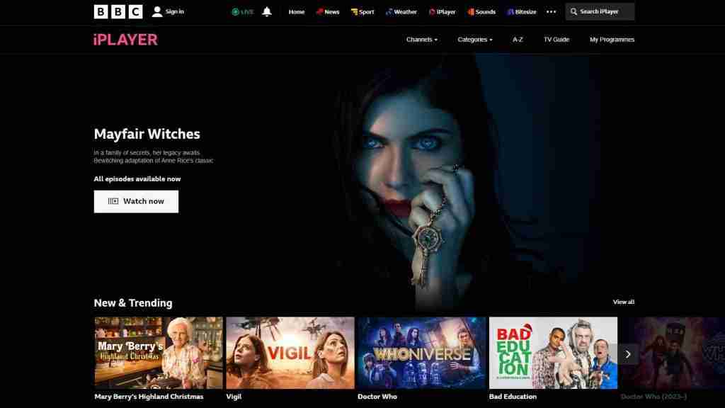 BBC iPlayer Website