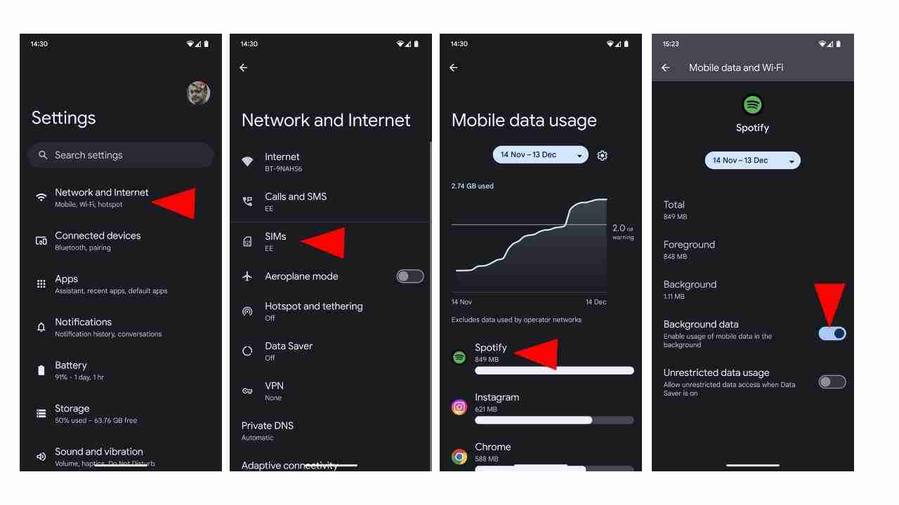Limit app background data on Android 1