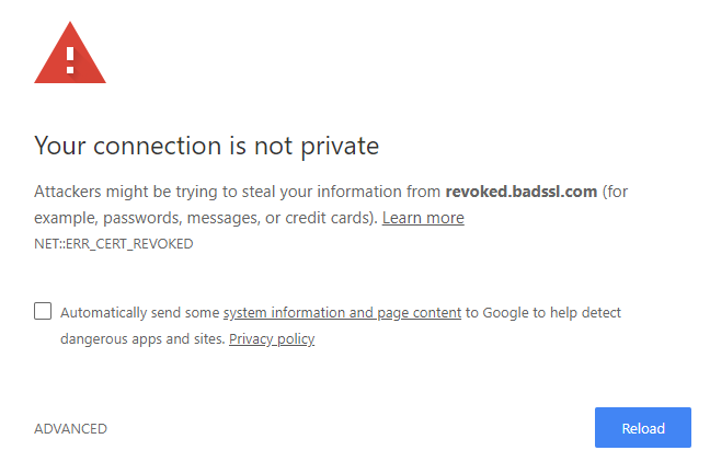 NETERR CERT REVOKED Error NET::ERR_CERT_REVOKED
