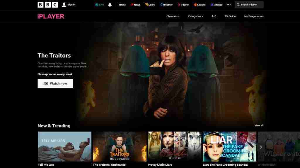 BBC iPlayer Website Screenshot BBC iPlayer Website Screenshot