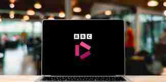 BBC iPlayer logo on laptop screen
