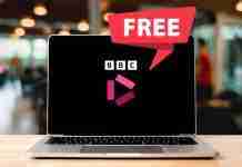 Will a free VPN work with BBC iPlayer? (2025) BBC iPlayer logo on laptop screen with free tag