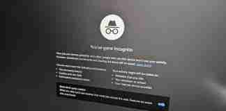 Google Chrome incognito mode screen on browser