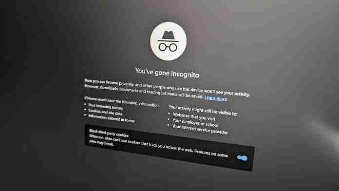 Google Chrome incognito mode screen on browser Google Chrome incognito mode screen on browser