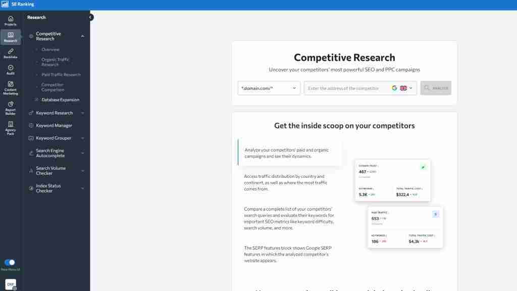 SE Ranking Competitive Research Feature SE Ranking Competitive Research Feature