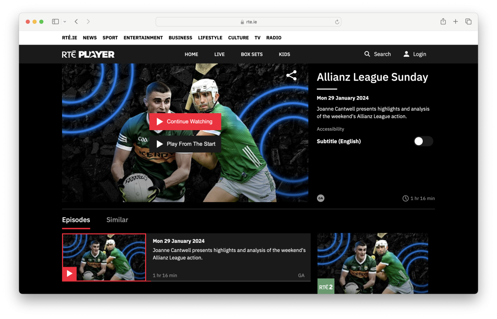 Watch RTE Player with a VPN again Watch RTE Player with a VPN again