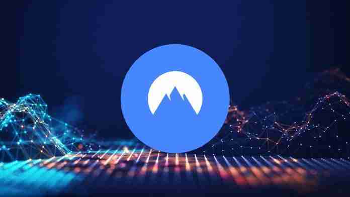 Abstract connected dots and lines. Concept of AI technology, Motion of digital data flow. NordVPN logo on tech concept