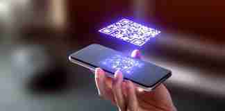 QR code on phone concept