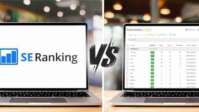 SE Ranking vs Check Position logos on laptops SE Ranking vs Check Position logos on laptops